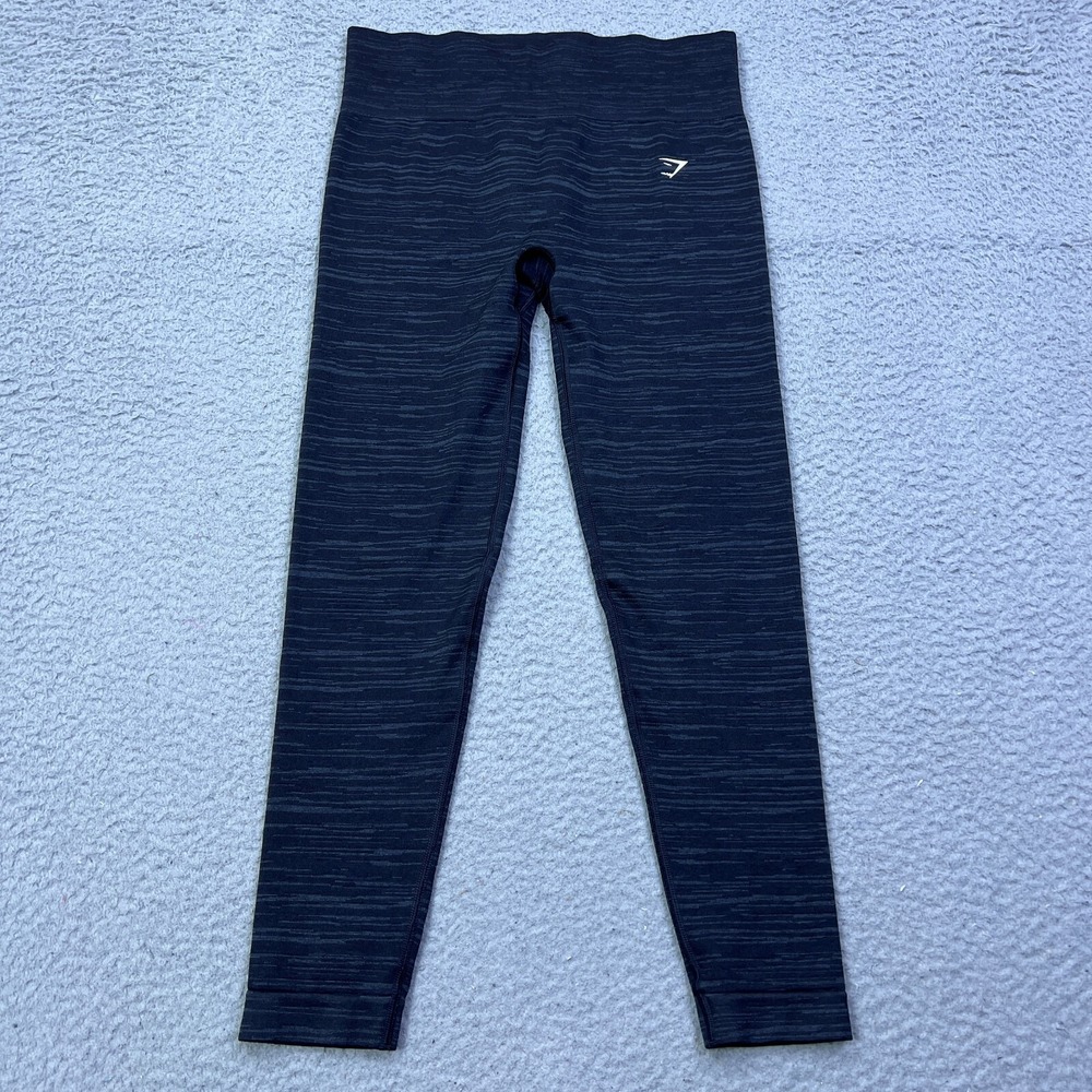Gymshark‎ Adapt Marl Seamless Leggings Women's L Black/Smokey Grey Wicking B3A5Z